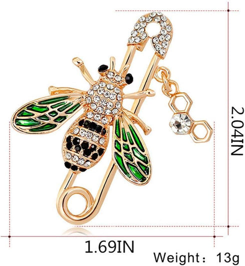 Bee Brooch pins Women Enamel Crystal Insect Pin Lapel Pin Large Safety Pin...