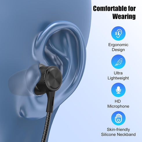 Neckband Bluetooth Headphones,Around The Neck Wireless Workout Earbuds with Magnetic,15 Hours Playtime Deep Bass Headset, Waterproof and Sweatproo...