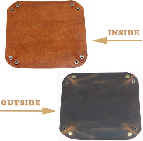 boshiho Valet Tray for Men, Leather Jewelry Catchall Key Phone Coin Box Change Caddy Bedside Storage Box (Crazy Horse Leather - Dark Brown)...