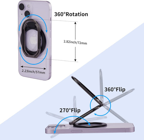 Magnetic Phone Ring Holder for MagSafe Grip Kickstand Adjustable Cellphone Ring Stand Mag Safe Accessories for iPhone15/ 14/13/12 Series Removable...