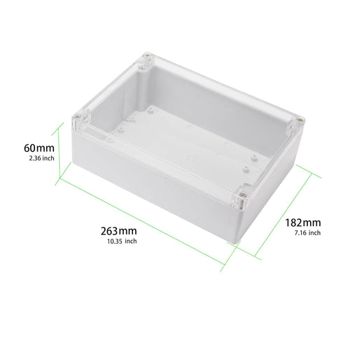 Clear Junction Box 263x182x60mm, ABS Plastic DIY Electrical Project Case with Clear Cover IP65 Waterproof Dustproof Enclosure Grey (10.4"x7.2"x2.4...