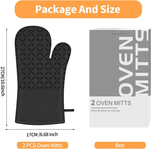 IXO Oven Mitts, Oven Gloves Heat Resistant 500°F with Non-Slip Silicone Surface Pot Holders, Kitchen Mitt with Soft Cotton Lining for Baking, Cook...