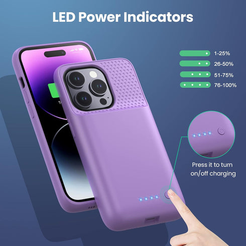 Feob Battery Case for iPhone 14 Pro(6.1inch),Powerful 7200mAh Ultra-Slim Battery Charging Case,Rechargeable Protective Extended Battery Charger Ca...