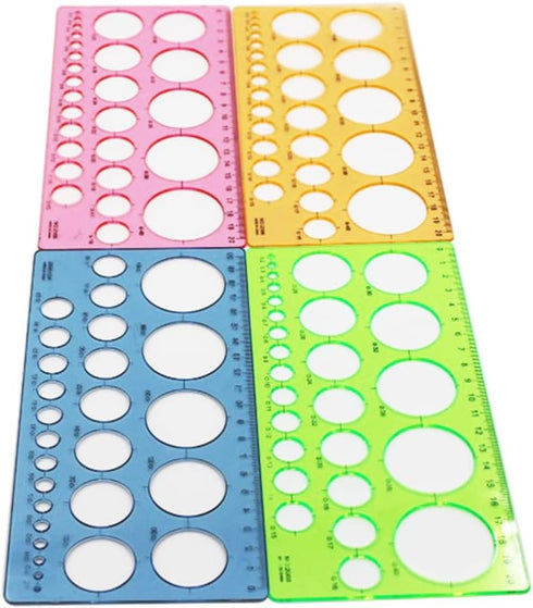 4Pcs Multifunctional Geometric Circle Templates Ruler Circle Drawing Painting Stencils Round Scale Template Student Stationery Supplies for School...