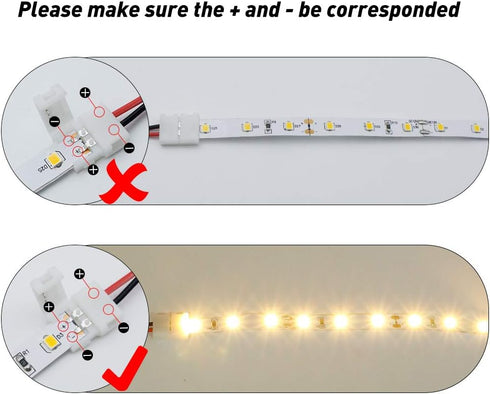 LightingWill 10pcs Pack Strip Wire Solderless Snap Down 2Pin Conductor LED Strip Connector for 8mm Wide 3528 2835 Single Color Flex LED Strips...