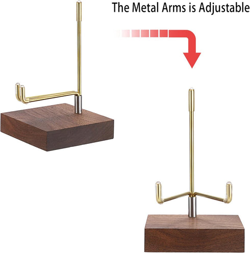 Hipiwe Display Stand Easel with Adjustable Metal Arms Wooden Base Rock Display Easel Holder for Fossil Coral Geodes Rock Mineral Agate Plate Seash...