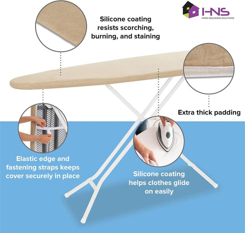 HOLDN’ STORAGE Ironing Board Cover and Pad - Iron Board Cover with Padding 15" x 54" - Iron Board Cover Large Fits All Standard Sizes - Heat Refle...