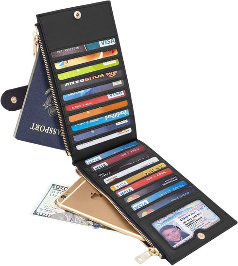 Womens RFID Blocking Large Capacity Wallet Multi Card Organizer Bifold Wallet for Women with Zipper Pocket...
