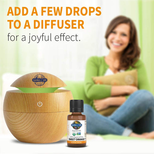Garden of Life Essential Oil Sweet Orange 100% USDA Organic & Pure, Clean, Undiluted & Non-GMO for Diffuser, Aromatherapy, Meditation, Joyful, Cal...