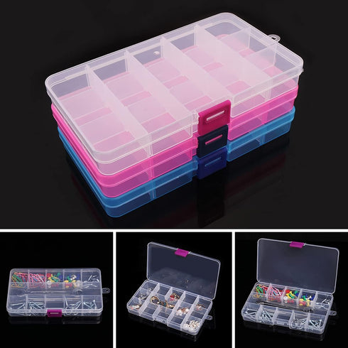 OriGlam 1pcs 17x10CM Plastic Organizer Storage Box with Adjustable Dividers, Jewelry Storage Container Box for Office Supplies Beads Crafts Fishin...