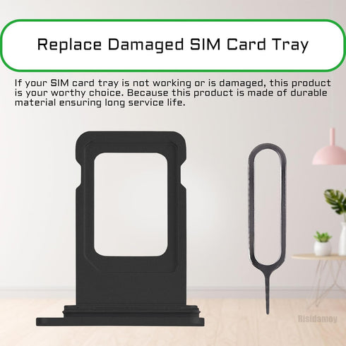for iPhone XR Black SIM Card Tray Holder Replacement Single SIM Version for iPhoneXR Card Slot with Waterproof Rubber Ring Repair Fix Kit Card Rem...