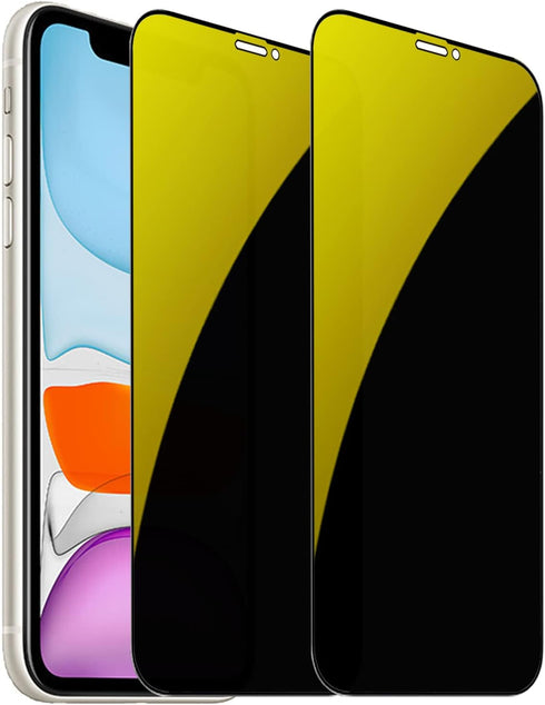 2 Pack Anti-Blue Privacy Tempered Glass Suit for iPhone 11 / iPhone XR Mirror Anti-Spy Screen Protector Anti-Peeping Film Electroplated 9H Hardnes...