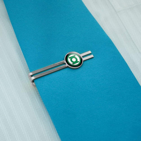 Green Lantern Logo Round Tie Bar Clip Clasp Tack Silver Color Plated...
