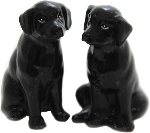 Fine Ceramic Black Labrador Dog Salt & Pepper Shakers Set, 3-3/4" H...