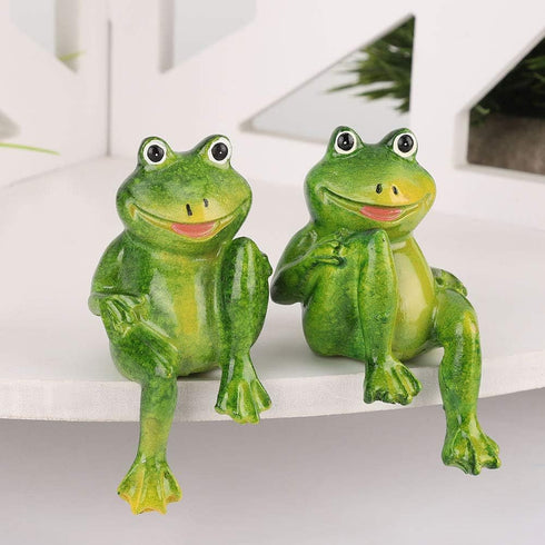 2PCS Frogs Statue Outdoor, 3 Inch Resin Garden Frogs Statue Outdoor Cute Frog Sculpture Frog Lawn Ornament for Pathway Yard Lawn Patio Decorations...