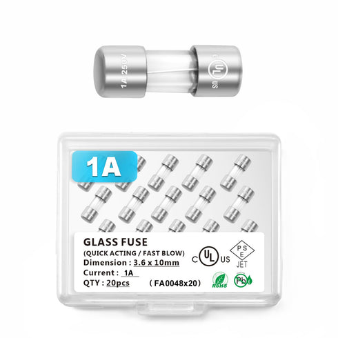 Chanzon 20Pcs UL Listed 3.6x10mm 1A 125V/250V 1 Amp F1AL AGC Glass Fuses Fast Blow Cartridge Tube Fuse 125 V / 250 V 20pieces f1al250v (0.14 x 0.3...