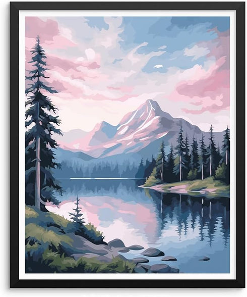 Natuyalo Landscape Paint by Numbers Kit for Adults - Mountain and River Paint by Number on Canvas Without Frame, DIY Acrylic Painting for Ideal Gi...