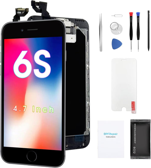 for iPhone 6S Screen Replacement 4.7' - LCD Complete Repair Kit Display 3D Touch Digitizer Assembly with Earpiece, Front Camera, Proximity Sensor,...