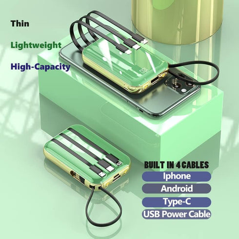 Portable Charger 10000 mAh Power Bank Mini LED Mirror Display Screen Excellent Touch Slim Portable Phone Charger for iPhone 15/14/13/Pro Samsung G...