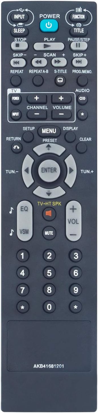 AKB41681201 Replacement Remote Control Applicable for LG DVD Home Theater System HT963PA LHT854 LH-T854 HT854 HT963SA SH93PA-F SH93PA-S SH93PA-C S...