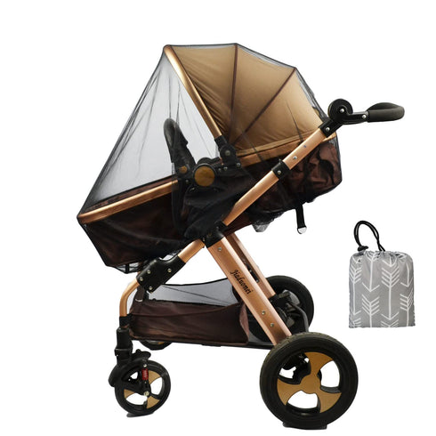 Stroller Netting Mosquito for Baby, Sewn in Pouch, Toddler Mosquito Net for Stroller with Storage Bag, Infant car seat mesh net, Black...