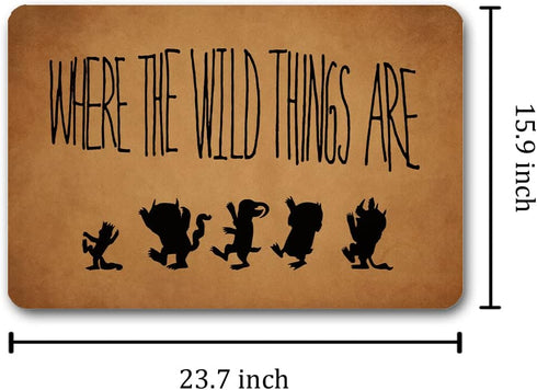 Funny Entry Rugs for Inside House Decor Indoor Rubber Doormat Where The Wild Things are Personalized Monogram Kitchen Rugs and Mats with Anti-Slip...