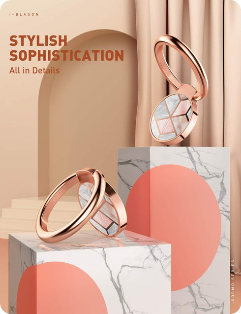 i-Blaosn Cosmo 360° Rotation Phone Ring Holder Snaps, Marble...