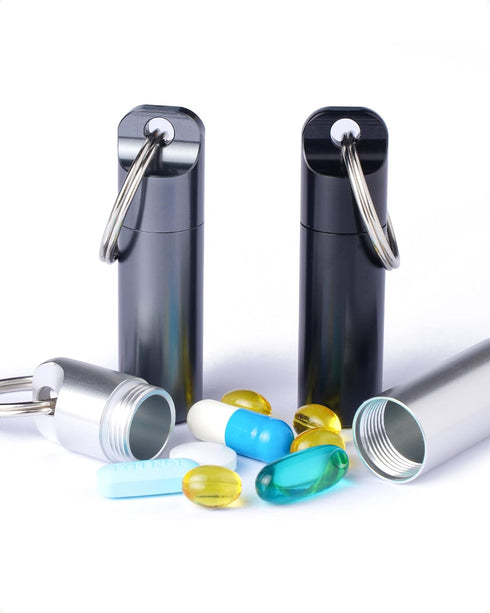 Waterproof Portable Keychain Pill Holder Medicine Fob with Key Ring for Travel, Camping Trips, and Everyday Assurance - 3 Pack...