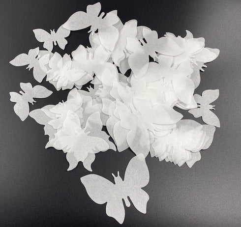50Pcs Edible Wafer Cupcake Toppers Cake DIY White Blank Butterfly Cake Decoration Birthday Mix Size & White Colour...