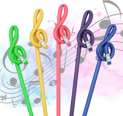 Apol Music Notes Theme Stationery Set 8 Pieces Include 1 Pcs Stave Music Notebook 2 Pcs High-notes Eraser and 5 Pcs Notes Pencils for For Students...