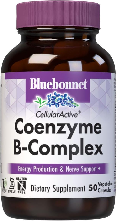 Bluebonnet Nutrition Cellular Active Coenzyme B-Complex, Energy Production & Nerve Support*, Vegan, Kosher Certified, Gluten-Free, Soy-Free, Dairy...