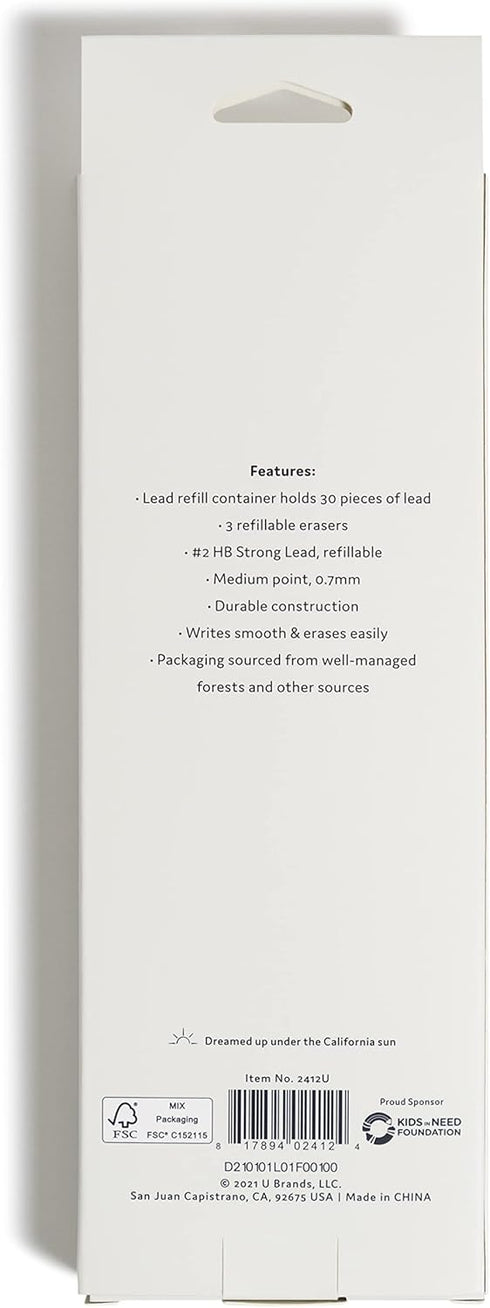 U Brands Blush Cambria Mechanical Pencil, Office Supplies, Soft Touch Barrel, Medium Point, 0.7mm, 2 Count...