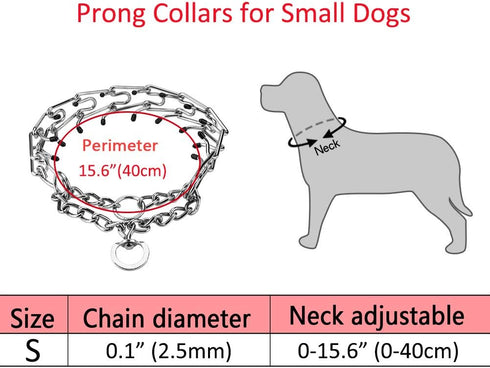 Prong Collars for Dogs, No Pull Dog Collar, Dog Training Collar for Large Medium Small Dogs, Stainless Steel Adjustable with Comfort Rubber Tips (...