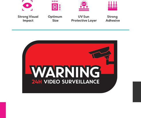 Security Camera Sticker CCTV Warning, Pack of 10 - UV & Weather Resistant Decal Label for Home, Windows, Car, & Office - Deter Criminals & Avoid T...