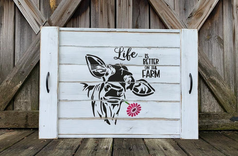 DLY LIFESTYLE Large Cow Stencil (12x12) - Reusable Country Cow Stencil for Painting on Wood, Canvas, Walls - Farmhouse Stencils for Crafts & Templ...