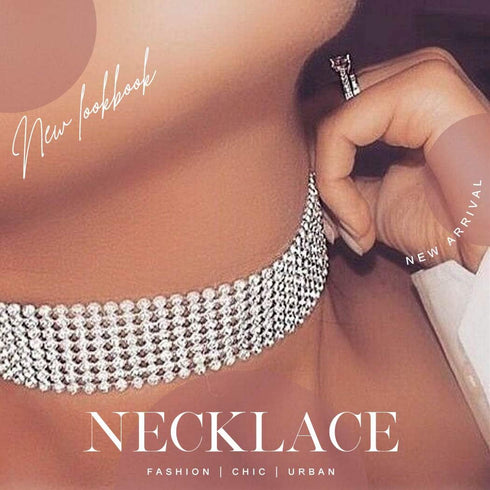 EARENT Vintage Layered Crystal Choker Necklace Silver Rhinestone Necklaces Chain Fashion Jewerly for Women...