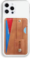 Phone Card Holder, Dual Pockets Phone Wallet Stick On with Snap Closure Adhesive Phone Wallet Work with iPhone and Most Smartphones - Brown Red Pa...