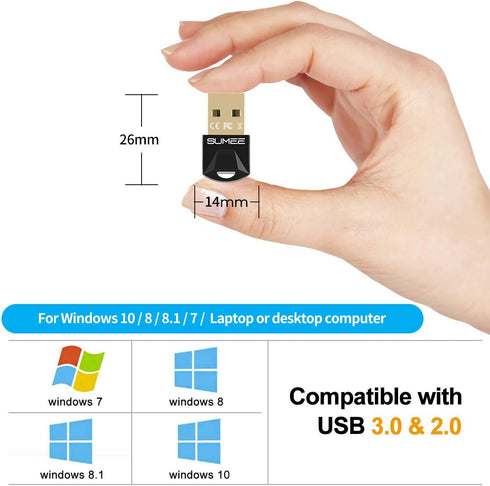 USB Bluetooth 5.0 Adapter Dongle,Wireless Bluetooth Transmitter Receiver for PC Laptop Computer Desktop Stereo Music Skype Call Keyboard Mouse Sup...