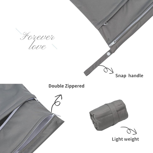 ALVABABY 2pcs Superior Waterproof Wet Dry Bags,Reusable Two Zippered Pockets, baby cloth diaper wet bags,Travel,Beach,Pool,Daycare,Soiled Items,Yo...