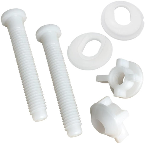 2PCS Universal White Plastic Toilet Cover Screw Replacement Parts, Toilet Cover Hinge Bolts and Nuts, Replacement Parts for Top Mount Toilet Cover...