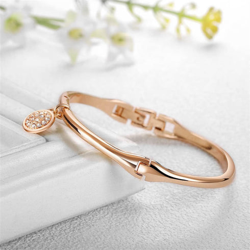 CdyBox Women Crystal Watch with 3 Bracelets Set Quartz Wrist Watches Bangle Jewelry 4pcs/Set for Ladies (Rose gold white)...