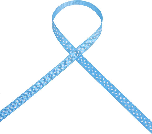 Ribbli Grosgrain Polka Dot Craft Ribbon,3/8 Inch,10-Yard Spool,Blue Mist with White Dots,Use for Gift Wrapping,Party Decoration,All Crafting and S...