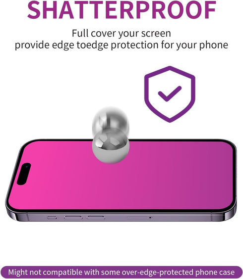 2 PCS Gradient Tempered Glass for iPhone 15 Pro Max Privacy Screen Protector for iPhone15 ProMax 6.7inch Anti Spy Anti Blue Light Eye Protection H...