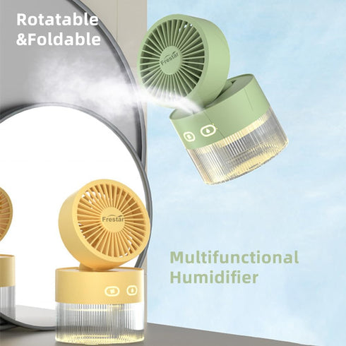 Personal Cooling Fan and Small Air Humidifier 350ml with LED Night Light, Desktop USB Charging Humidifier and Fan 3 in 1 for Office and Small Room...