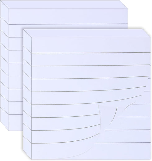 2 Pack Sticky Notes with Line 7.5x7.5cm Self-Stick Book Tabs Paper Markers Sticky Notes Pad 100 Sheets (White)...