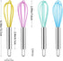 4 Pack Colorful Mini Silicone Kitchen Whisks with Stainless Steel Handles for Milk Egg Blending Stirring Whisking and Beating(4 Colors,6 Inches)...