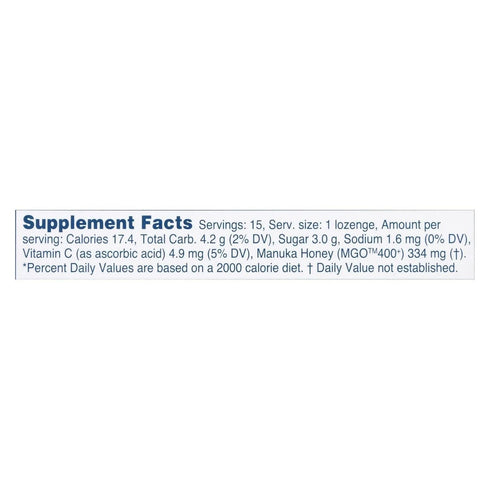 Manuka Health Manuka Honey Lozenges – 15 Blackcurrant Flavored Lozenges – Natural Throat Lozenges Infused with Raw Manuka Honey and Vitamin C for ...