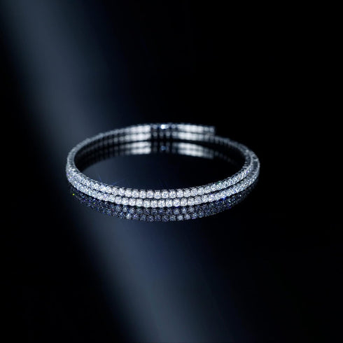 Cubic Zirconia Adjustable Cuff Bracelet for Women Men, White Gold Plated CZ Bracelet and Anklets Chain...