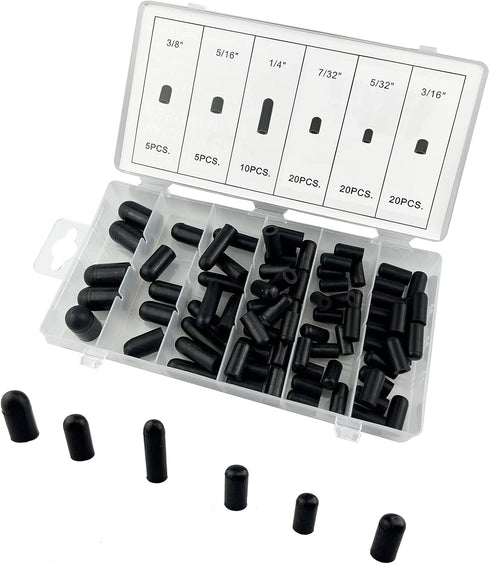 80 Piece Vacuum Cap Assortment Carburetor & Vacuum Rubber Cap Assortment Set 5/32" -3/8" Auto Repair Kit...