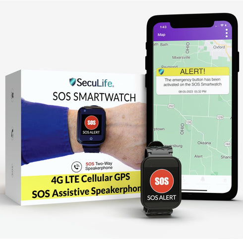 SOS Smartwatch for Seniors - Fall Alert, Medical Monitoring, Life Alert Emergency Panic Button, Assistive Speaker & Phone Medical Alert System, Bu...